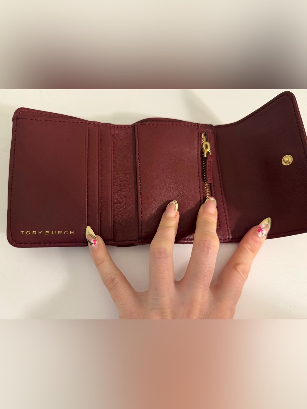 Tory Burch Quilted Leather Crossbody and Mini Wallet in Burgundy - Picture 14 of 16